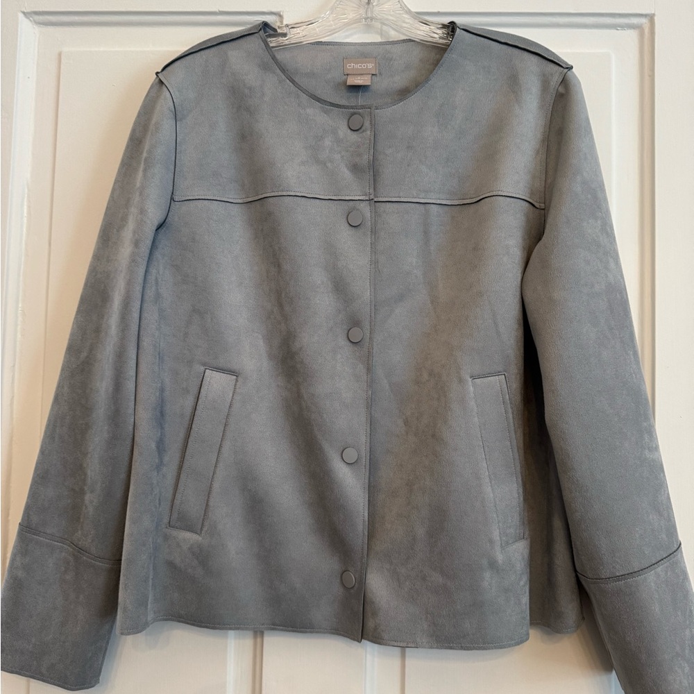 NWT Chico's Women's Gray Suede Jacket